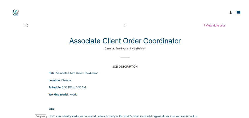 CSC Global Recruitment Drive; Hiring Associate Client Order Coordinator