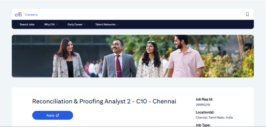 Citi Recruitment Drive; Hiring Reconciliation & Proofing Analyst