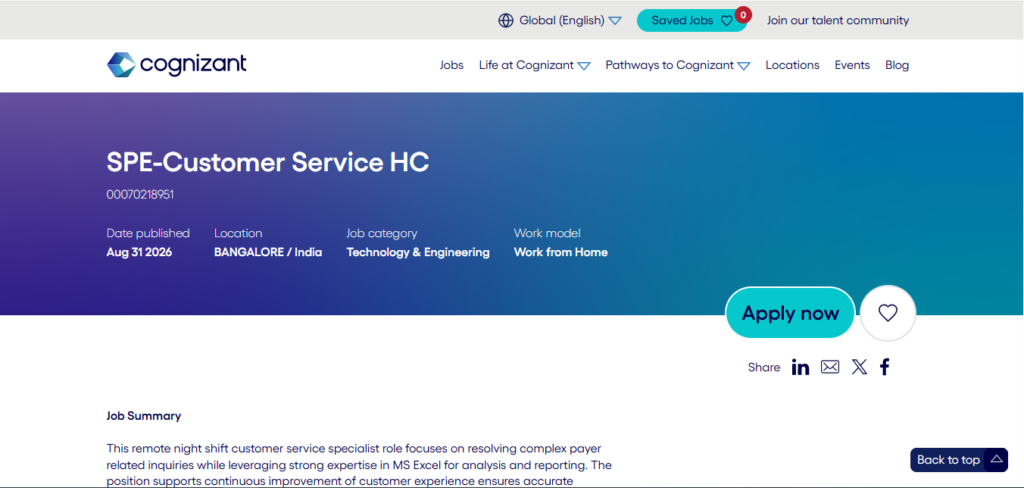 Cognizant Work from Home Jobs; Hiring Process Executive