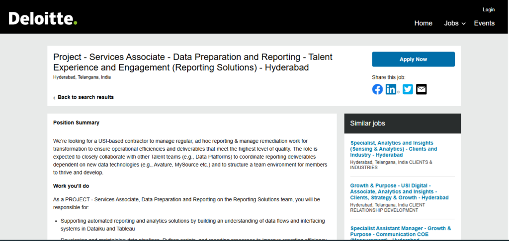 Deloitte Recruitment Drive; Hiring Services Associate