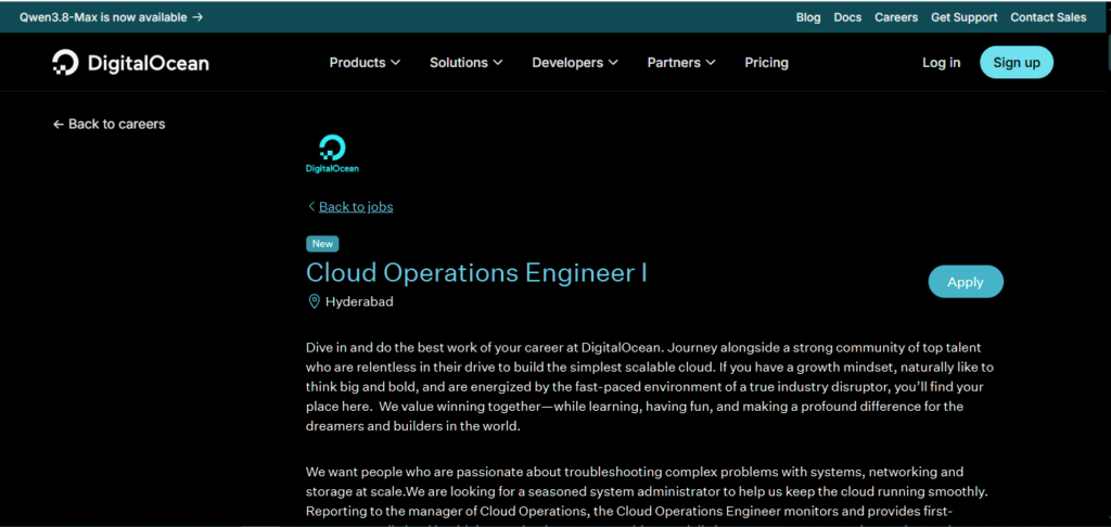 DigitalOcean Recruitment Drive; Hiring Cloud Operations Engineer I