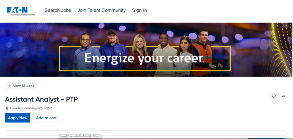 EATON Recruitment Drive; Hiring Assistant Analyst (PTP) 