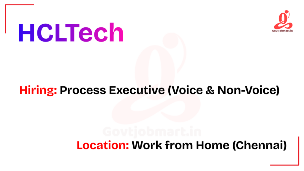 HCLTech Hiring Process Executive | Work from Home 2026