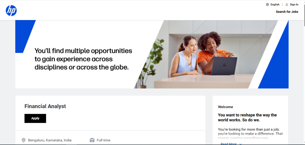 HP Hiring Financial Analyst | Bangalore 2026