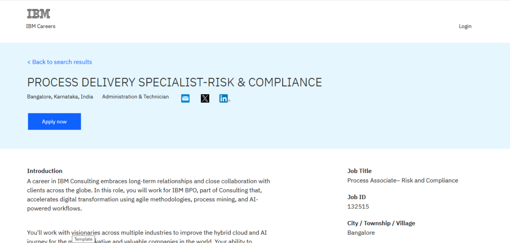 IBM Recruitment Drive; Hiring Risk and Compliance Associate