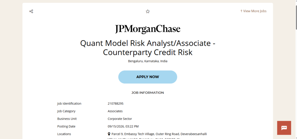 JPMorgan Chase Recruitment Drive; Hiring Risk Analyst / Associate