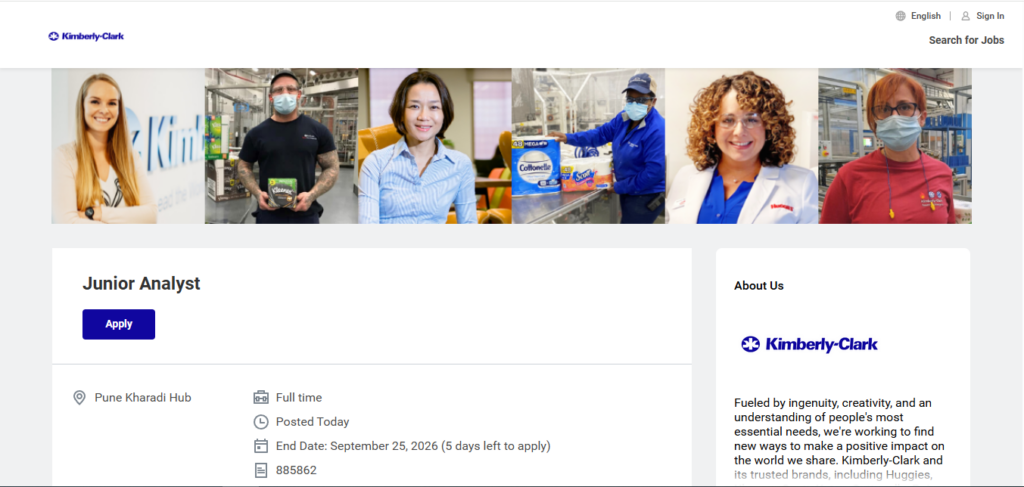 Kimberly-Clark Recruitment Drive; Hiring Junior Analyst