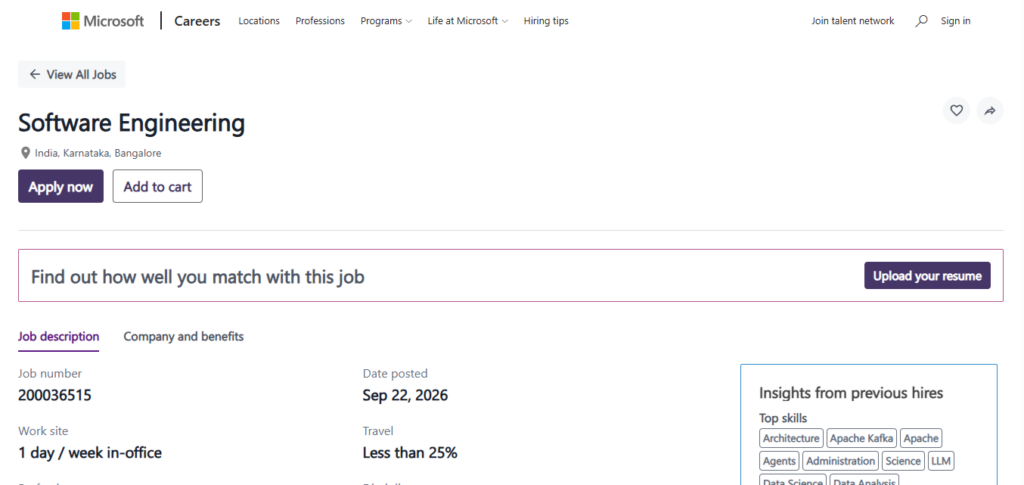 Microsoft Hiring Software Engineering | Bangalore (Hybrid) 2026
