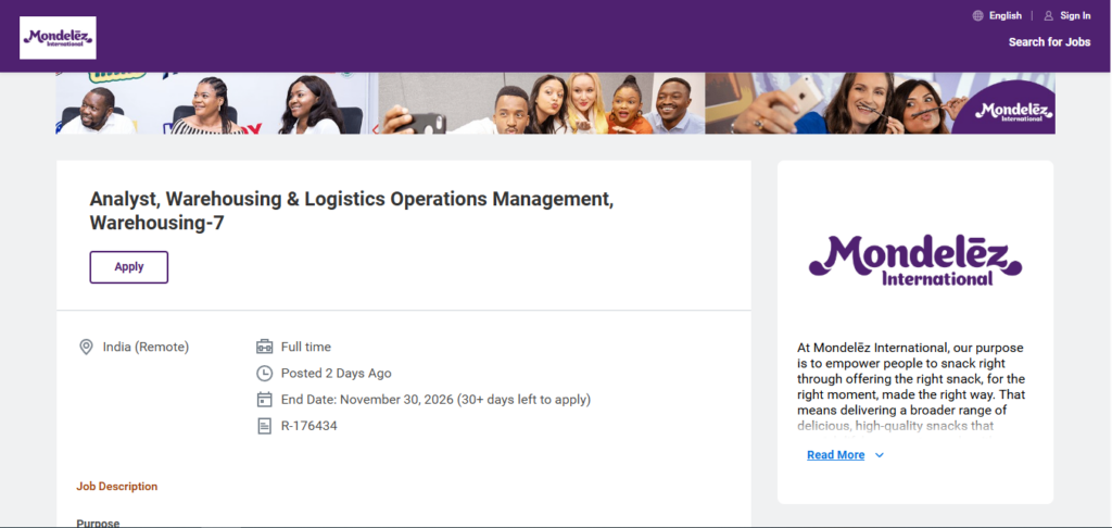Mondelēz International Work from Home Jobs; Hiring Analyst
