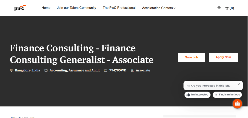 PwC Recruitment Drive; Hiring Finance Associate