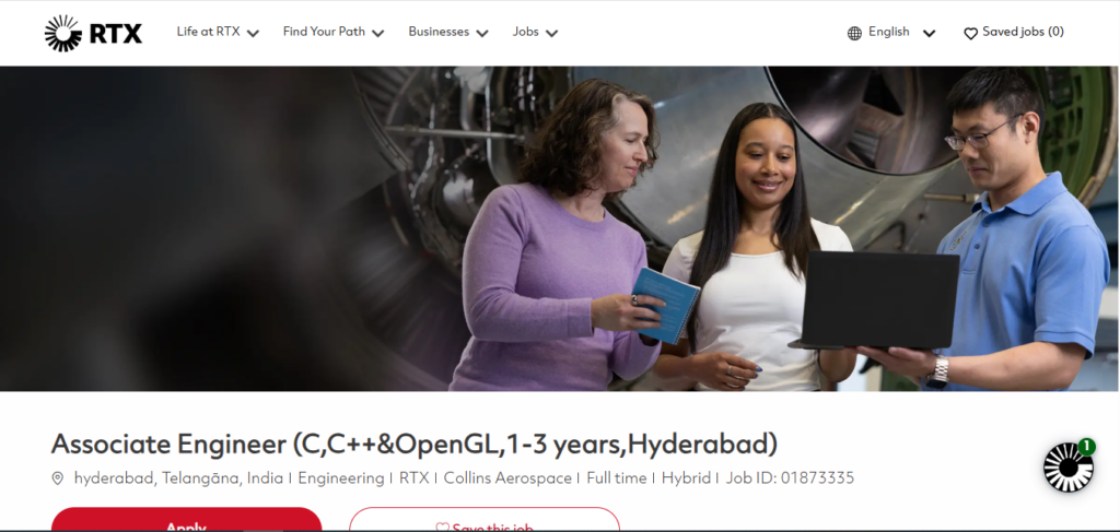 RTX Collins Aerospace Hiring Associate Engineer - C, C++ & OpenGL | Hyderabad 2026
