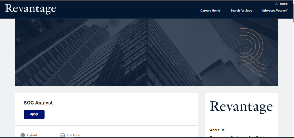 Revantage Recruitment Drive; Hiring SOC Analyst