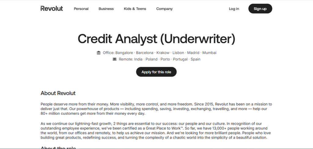 Revolut Work from Home Jobs; Hiring Credit Analyst