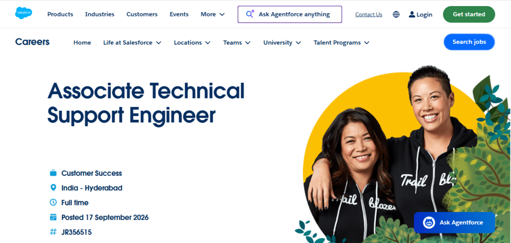 Salesforce Recruitment Drive; Hiring Associate Technical Support Engineer 