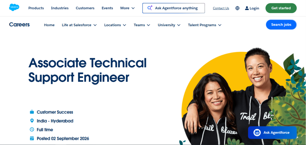 Salesforce Recruitment Drive; Hiring Associate Technical Support Engineer