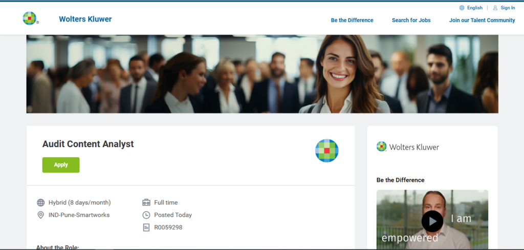 Wolters Kluwer Recruitment Drive; Hiring Audit Content Analyst