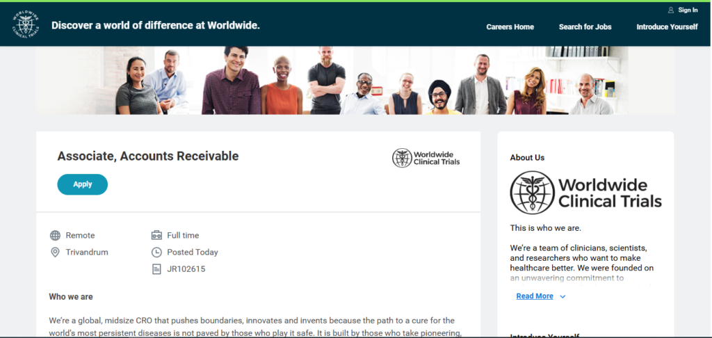 Worldwide Clinical Trails Work from Home Jobs; Hiring Accounts Receivable Associate