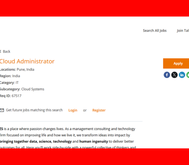 ZS Hiring Cloud Administrator | Pune 2026