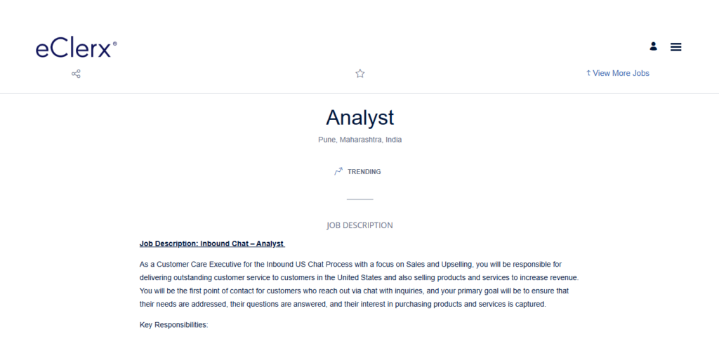 eClerx Recruitment Drive; Hiring Analyst