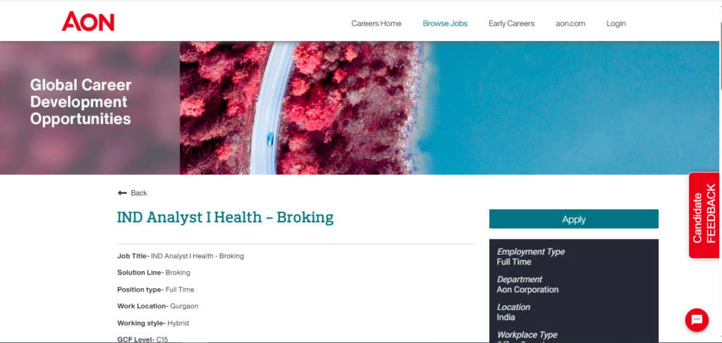 AON Hiring Analyst I Health - Broking | Gurgaon 2026