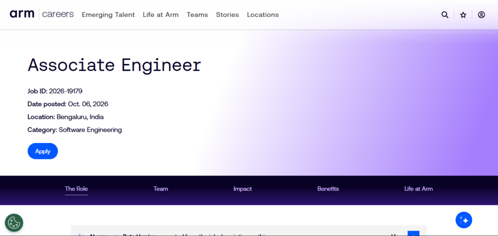 ARM Hiring Associate Engineer | Bangalore 2026