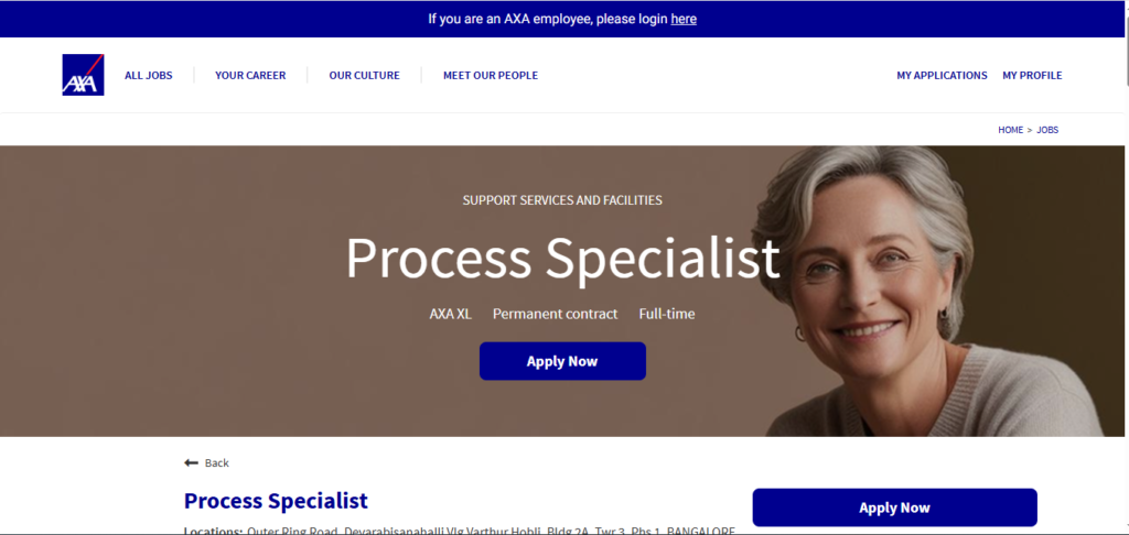 AXA XL Hiring Process Specialist – Construction | Bangalore 2026