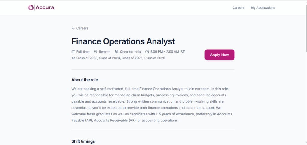 Accura Hiring Finance Operations Analyst | Work from Home 2026