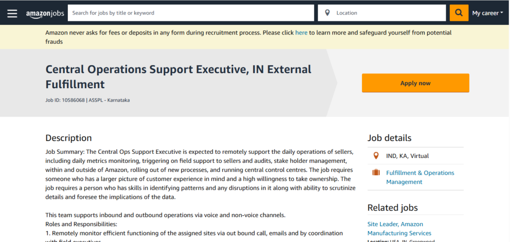 Amazon Hiring Central Ops Support Executive | Work from Home 2026