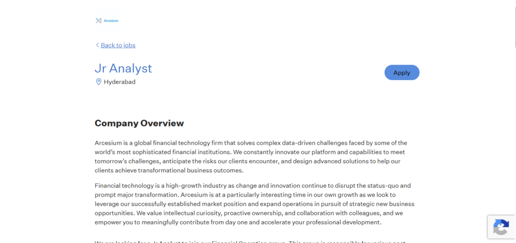 Arcesium Hiring Jr Analyst | Hyderabad 2026