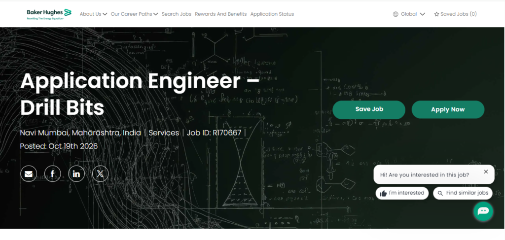 Baker Hughes Hiring Application Engineer – Drill Bits | Mumbai 2026