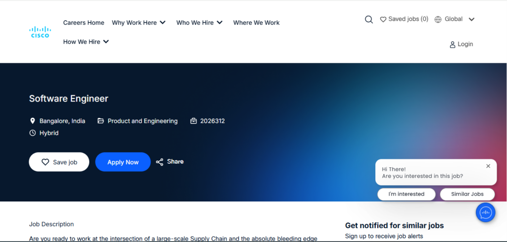 Cisco Hiring Software Engineer | Bangalore 2026