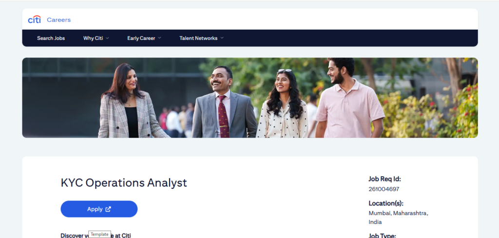 Citi Hiring KYC Operations Analyst | Mumbai 2026