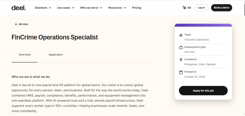 Deel Hiring FinCrime Operations Specialist | Work from Home 2026
