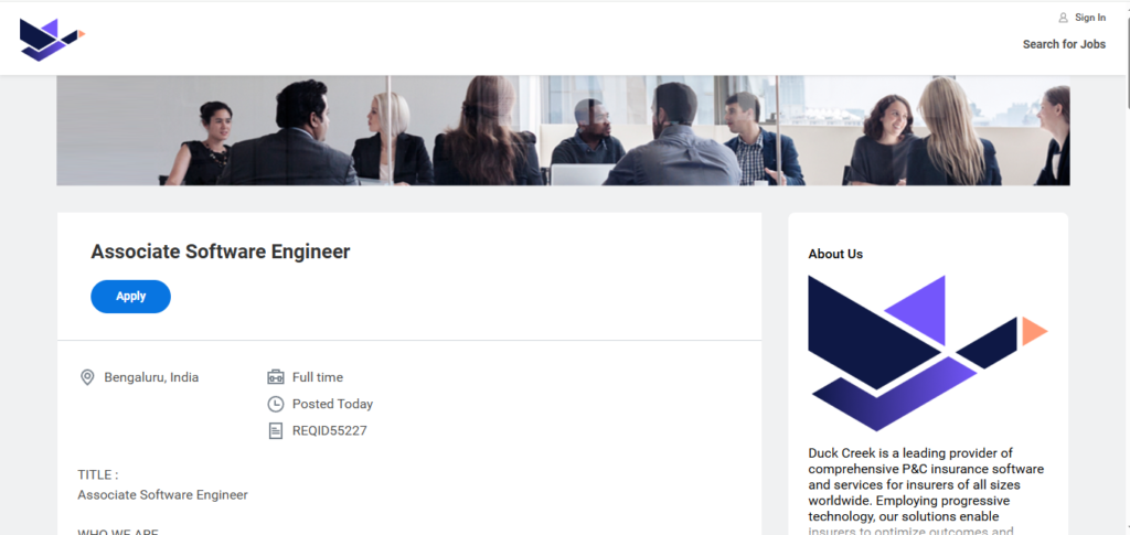 Duck Creek Hiring Associate Software Engineer | Bangalore 2026