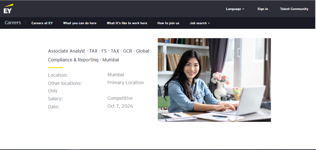 EY Hiring Associate Analyst - TAX | Mumbai 2026