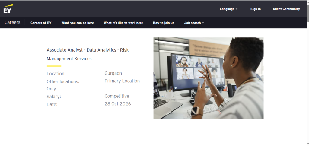 EY Hiring Associate Analyst - Data Analytics | Gurgaon 2026
