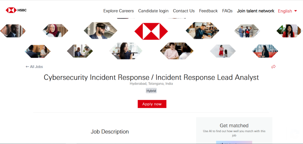 HSBC Hiring Cybersecurity Incident Response / Incident Response Lead Analyst | Hyderabad 2026