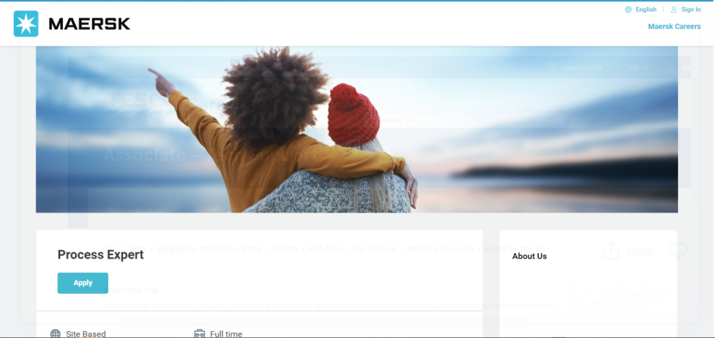 Maersk Hiring Customer Experience Associate | Chennai 2026