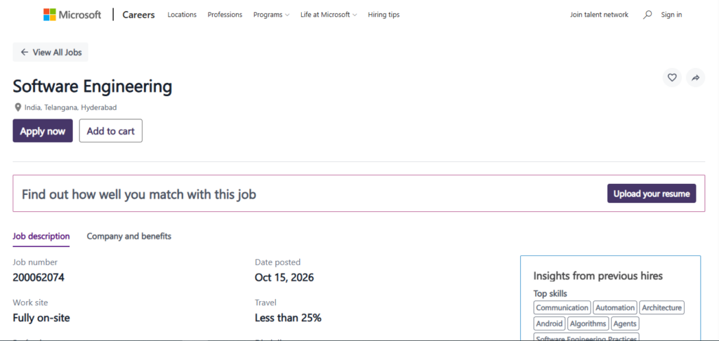 Microsoft Hiring Software Engineering | Hyderabad 2026