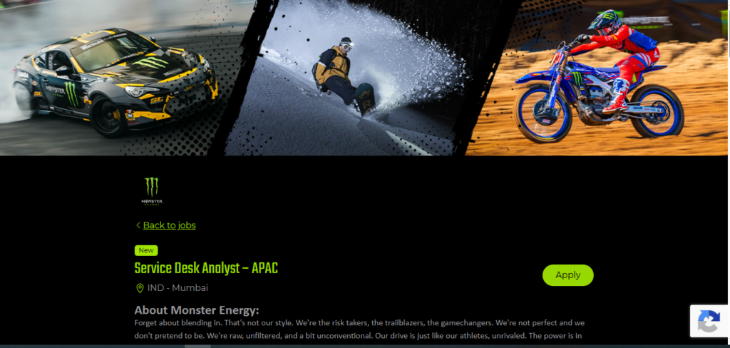Monster Energy Hiring Service Desk Analyst – APAC | Mumbai 2026