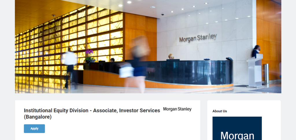 Morgan Stanley Hiring Associate, Investor Services | Bangalore 2026