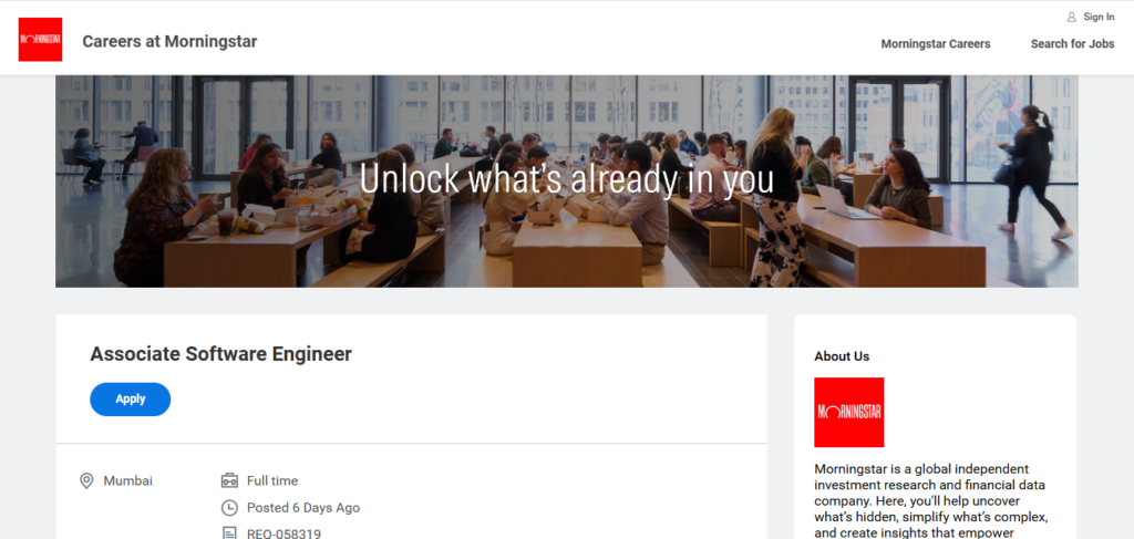 Morningstar Hiring Associate Software Engineer | Mumbai 2026