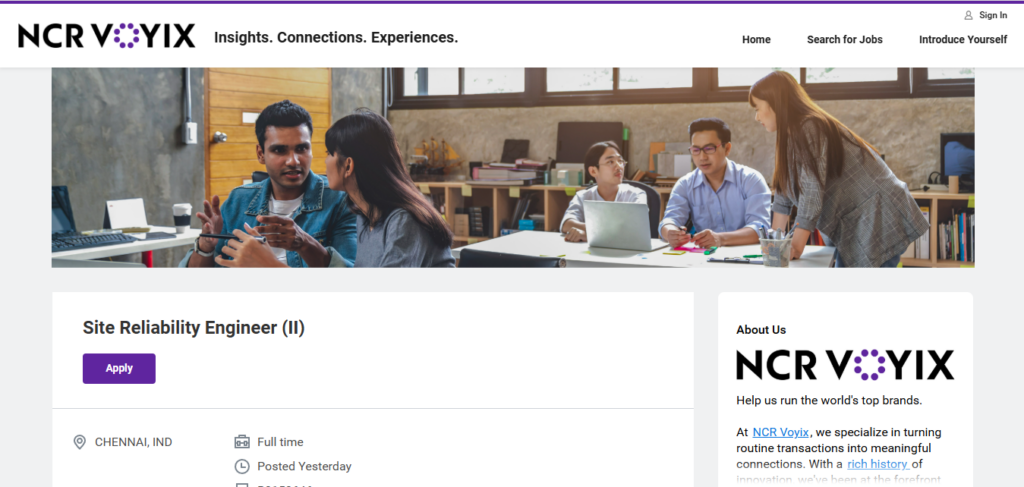 NCR VOYIX Hiring Site Reliability Engineer | Chennai 2026