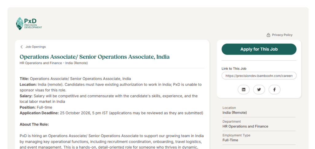 PxD Hiring Operations Associate/ Senior Operations Associate | Work from Home 2026