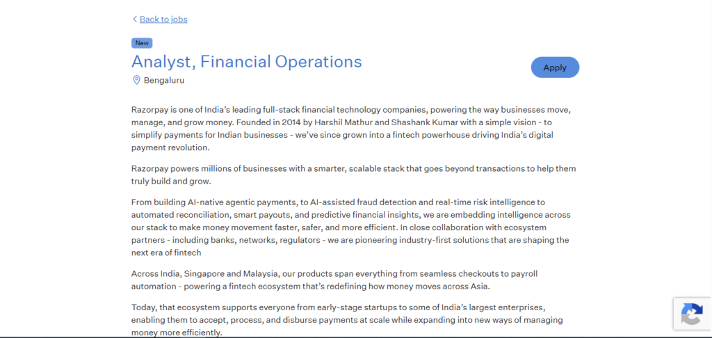 Razorpay Hiring Analyst, Financial Operations | Bengaluru 2026
