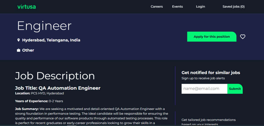 Virtusa Hiring QA Automation Engineer | Hyderabad 2026