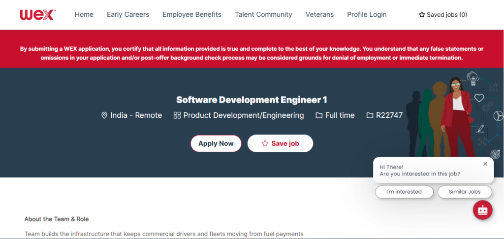 WEX Hiring Software Development Engineer 1 | Work from Home 2026