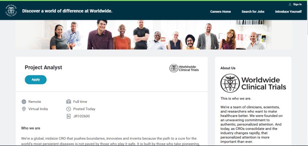 Worldwide Clinical Trials Hiring Project Analyst | Work from Home 2026