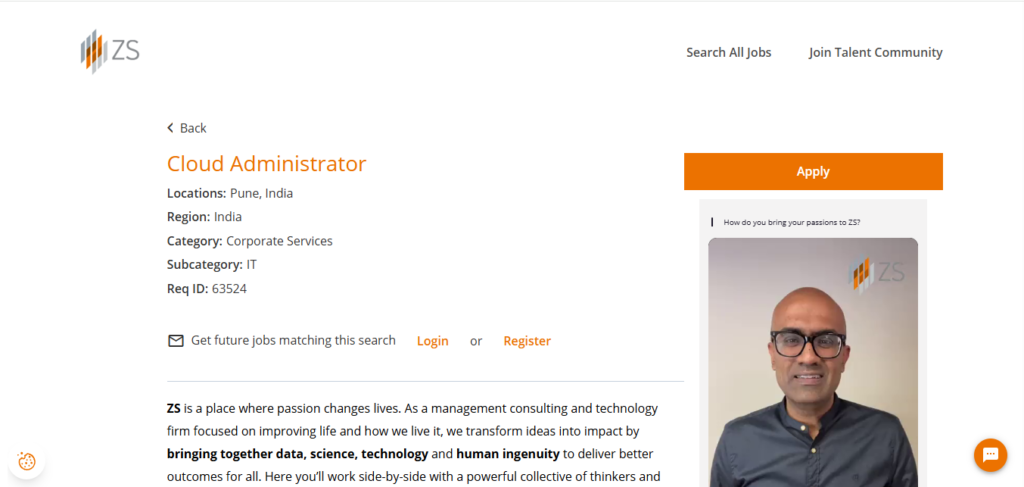 ZS Hiring Cloud Administrator | Pune 2026